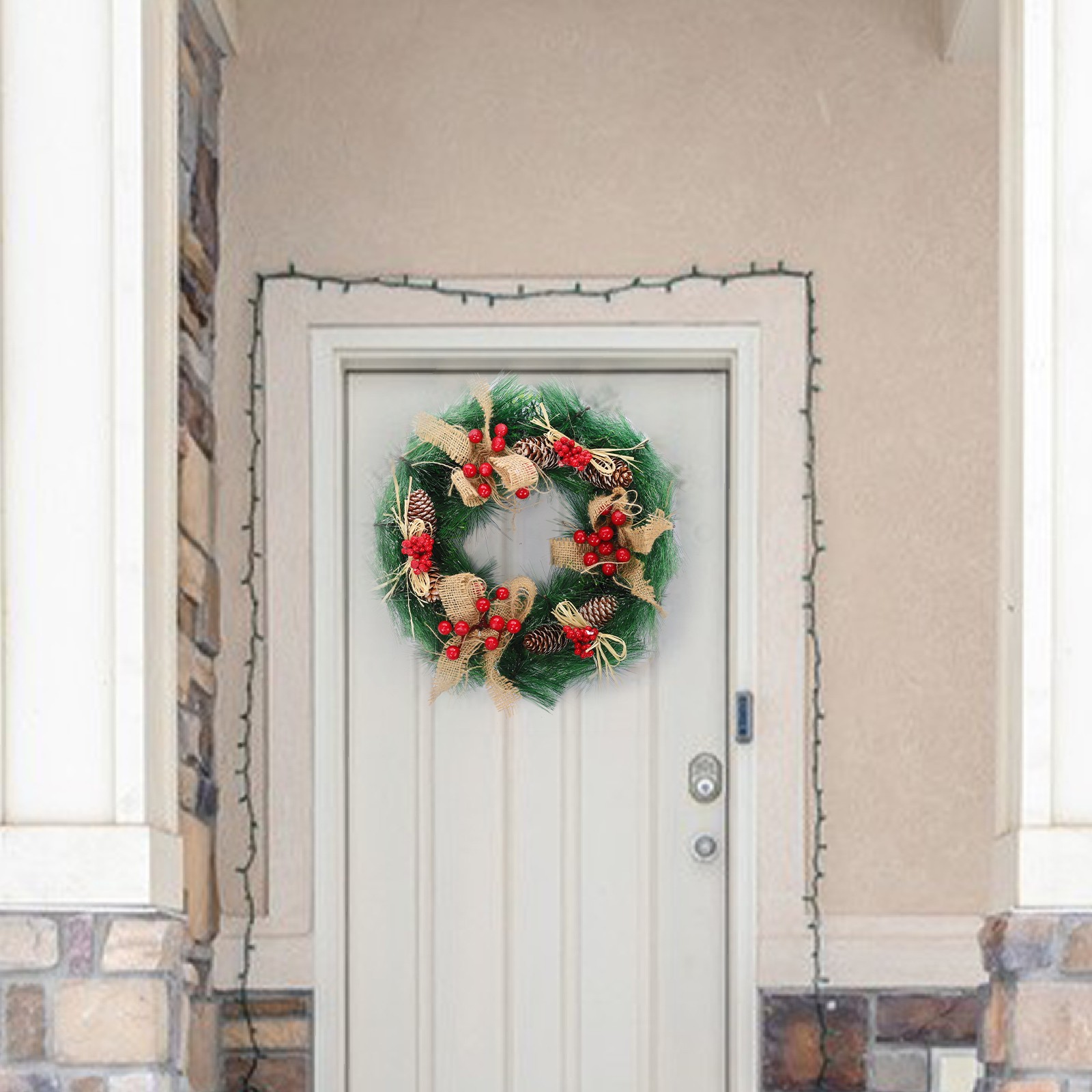 12" Christmas Tree Wreath Door Hanging Garland Window Wall Ornament Xmas Decor 
